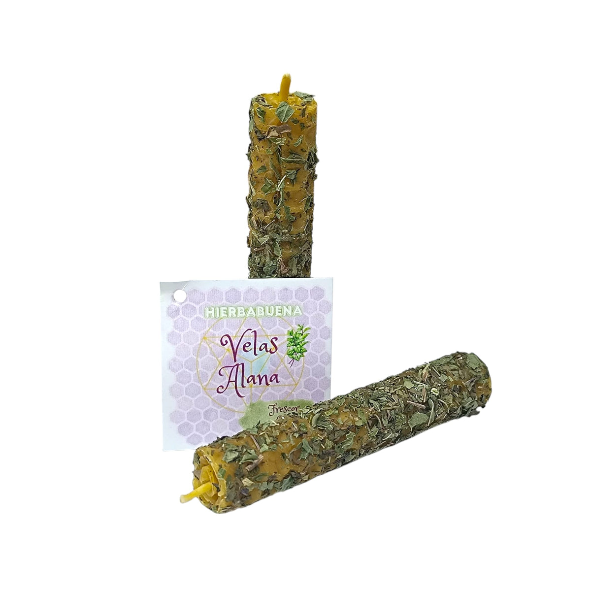 Vela Miel Ritualizada de Hierbabuena – Frescor y Fluidez 8 x 1.5 Cms (2 Uds) 61764