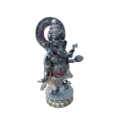 Figura Ganesha En Resina 26 Cms Aprox Color Plata/Fucsia Ref: 600104476