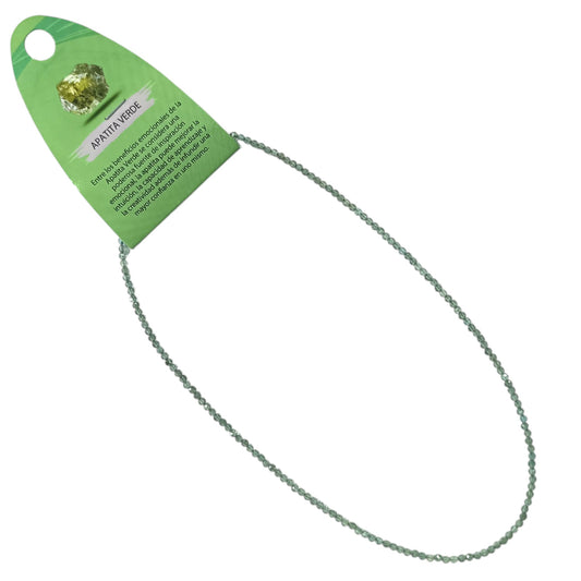 600604076 Collar Apatita Verde 3 mm Facetada 40+5 Cms Cierre Acero