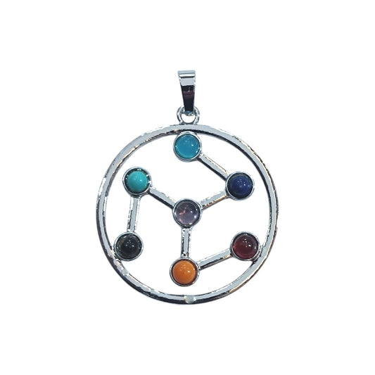 Colgante Antakarana En Metal Con Piedra Natural 7 Chakras 5 Cms Aprox 23004-65