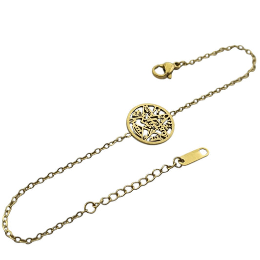 Pulsera Acero Con Dije Tetragramaton Dorado Largo 18cms Aprox Ref: 600104444-01
