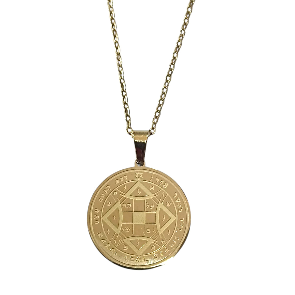Collar Acero Dorado Sello Salomon / AMOR 25 mm Cadena 42+5 Cms REF: 600104438