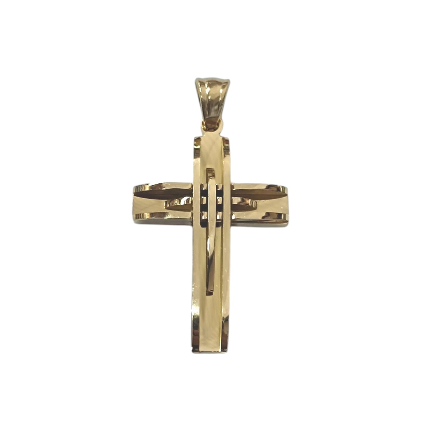 Colgante Acero Dorado Cruz 30 mm 600103461-11