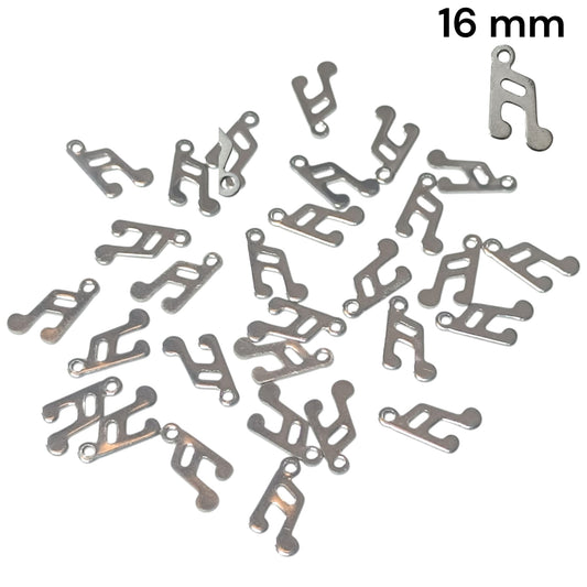 Paquete 30 Uds Dijes Nota Musical 16 mm Acero Ref: 31742-04