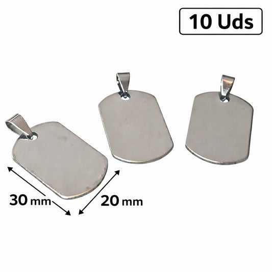 Paquete 10 Pcs Colgante Acero Para Grabar 20X30 mm  Ref 60942-01