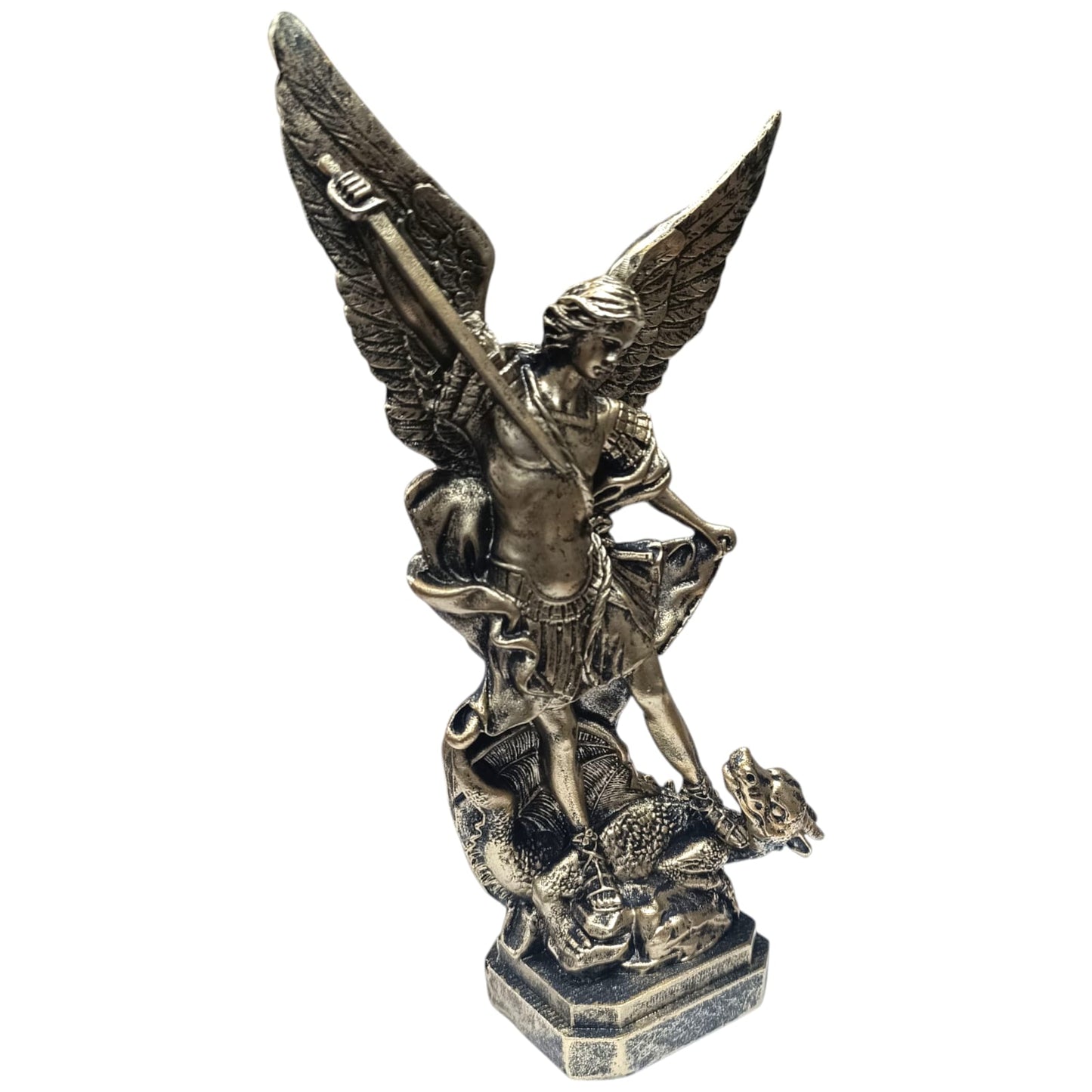 Figura En Resina San Miguel Con Dragon Aprox 30 Cms Aprox Color Bronce 600103662 - stonez
