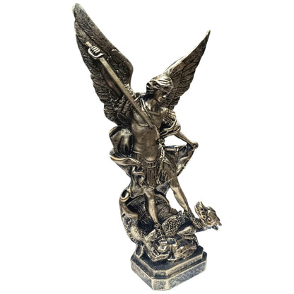 Figura En Resina San Miguel Con Dragon Aprox 30 Cms Aprox Color Bronce 600103662 - stonez