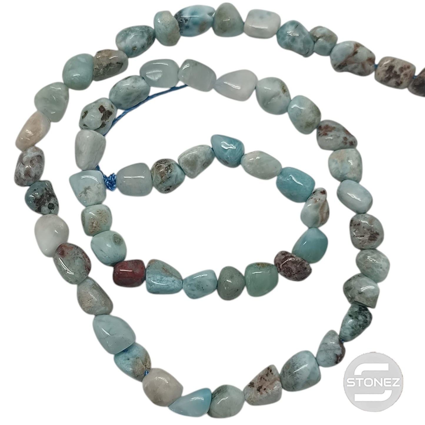 44224 Tira Cuentas Piedra Natural Larimar Forma Irregular