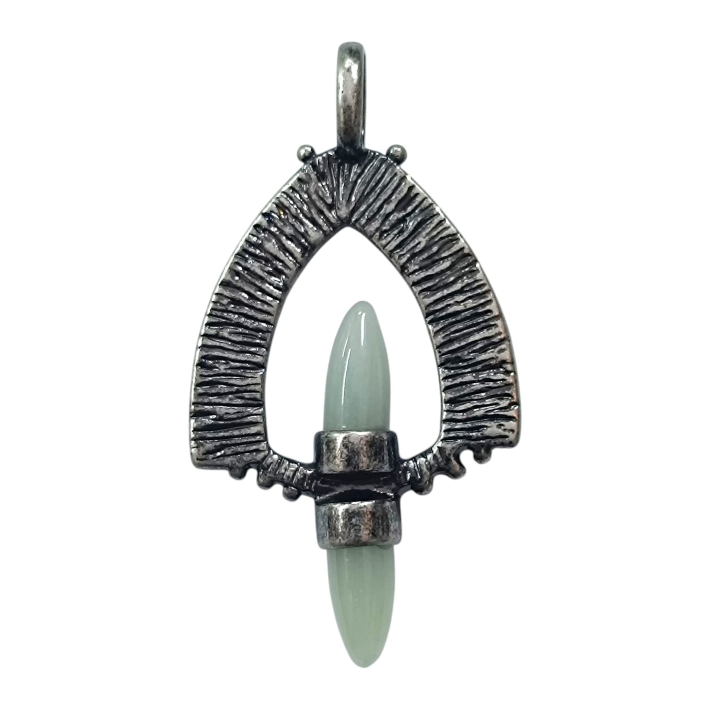 Colgante Metal Con Piedra Natural Aventurina Doble Punta 6 Cms Aprox 49014-12