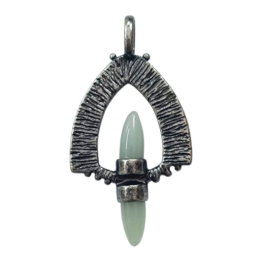 Colgante Metal Con Piedra Natural Aventurina Doble Punta 6 Cms Aprox 49014-12