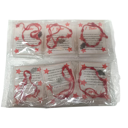 600104116-03 Paquete 12 Pulseras 7 Nudos Con Dije Mano De Fatima En Acero