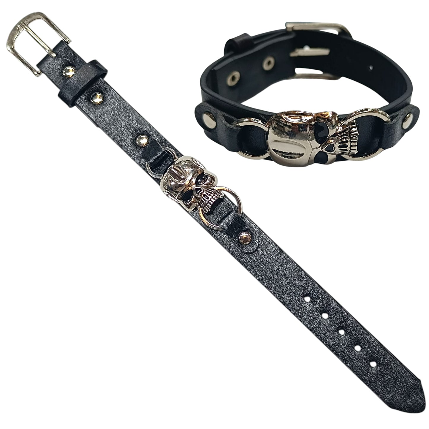 Pulsera Polipiel Y Bisuteria Calavera 26 Cms Largo Ref 36226-18