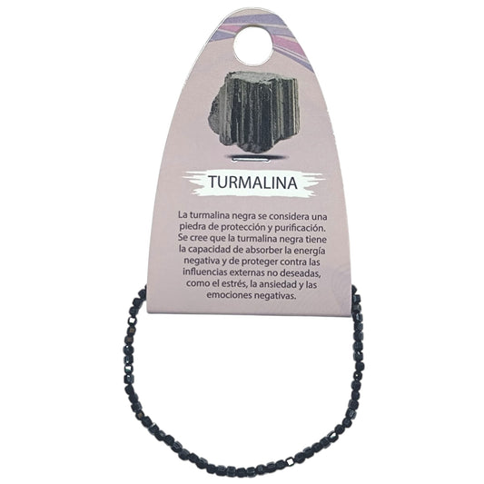 Pulsera Facetada Turnalina Negra Cubo 2X2 mm Ref:600604049