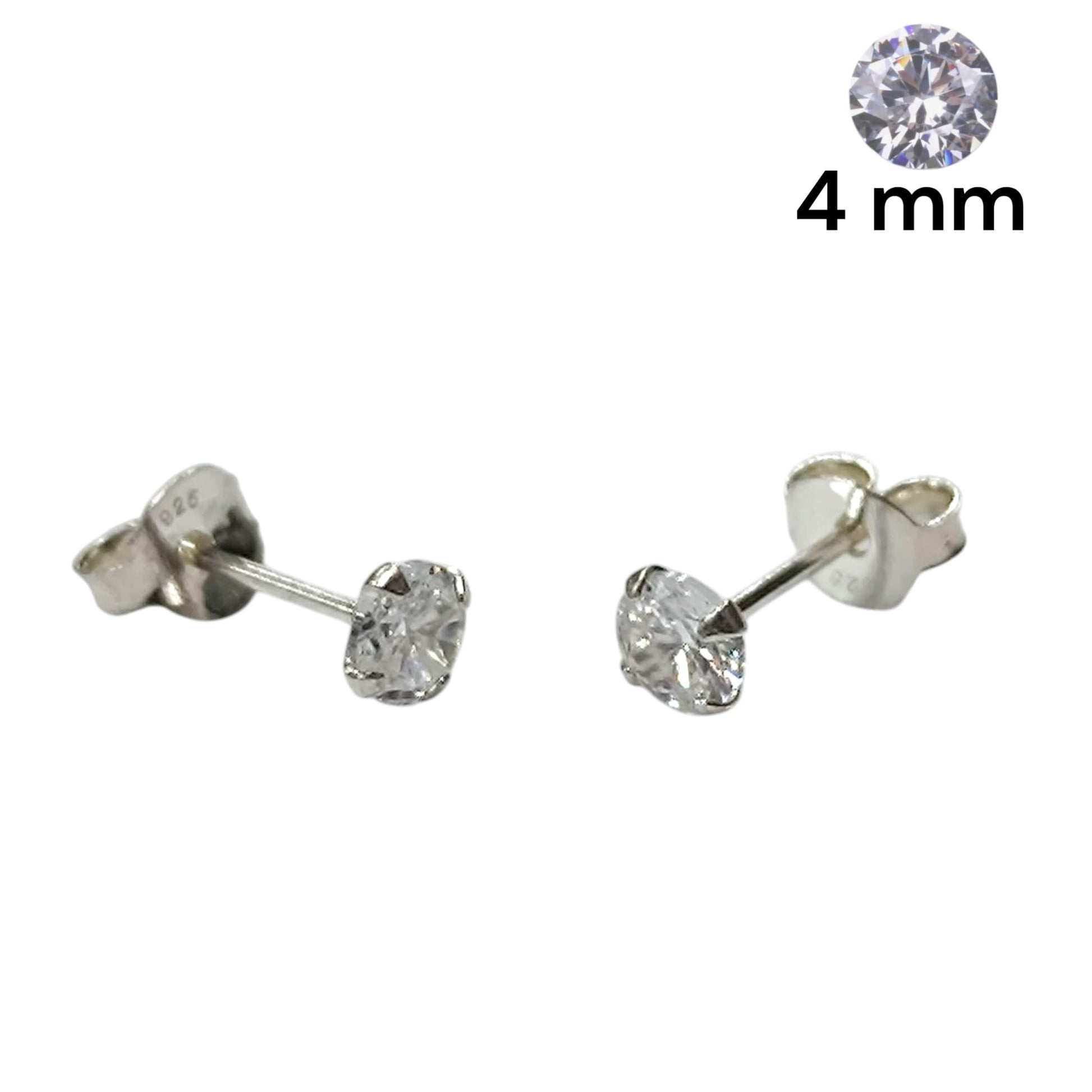 Pendientes Plata ley 925 Con Circonita Redonda 4 mm REF: 500203507