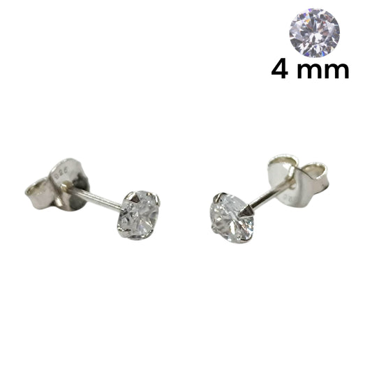 Pendientes Plata ley 925 Con Circonita Redonda 4 mm REF: 500203507