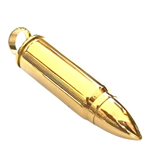 Colgante Acero Dorado Cofre Forma De Bala 5 Cms 600103459-06