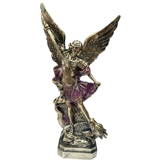 Figura En Resina San Miguel Con Dragon Aprox 30 Cms Aprox Morado 600103662 - stonez