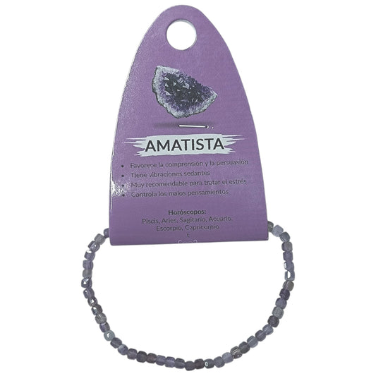 Pulsera Facetada Amatista Cubo 2x2 mm 600604030 - stonez
