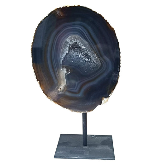 1114 Piedra Natural Agata Con Base De Metal Peso 1135 Gr Altura 19 Cms Aprox (PIEZA UNICA) PIEZA NA6 - stonez