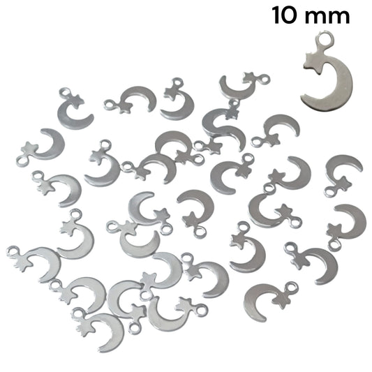 Paquete 30 Uds Dijes Luna 10 mm Acero Ref: 31742-09