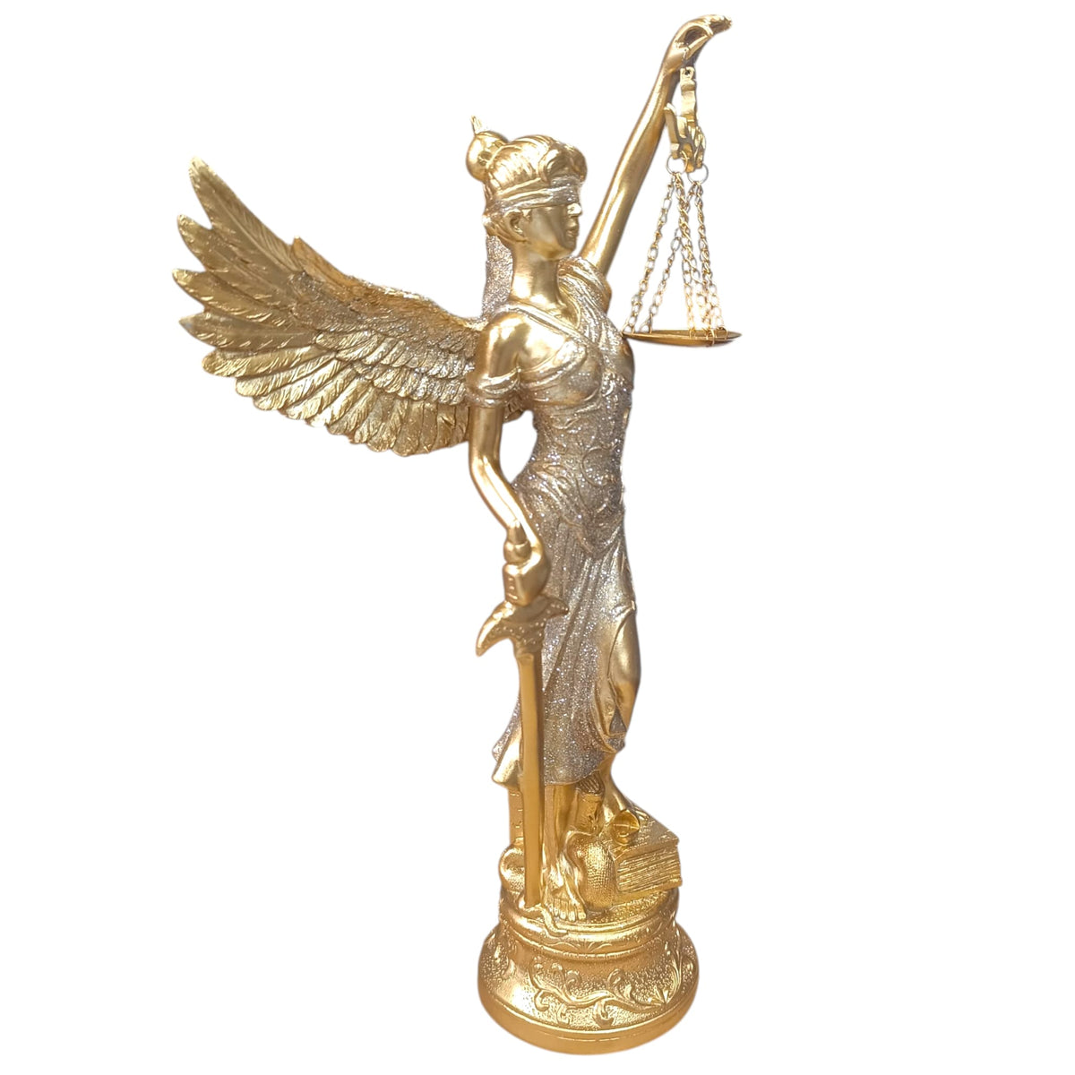 600103405 Figura En Resina Diosa De La Justicia Con Alas 36 Cms Apox Color Dorado