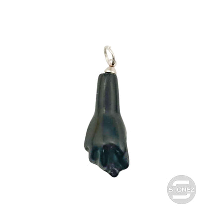 400202942 Colgante Engarzado En Acero y Piedra Azabache 2,5 Cms Aprox