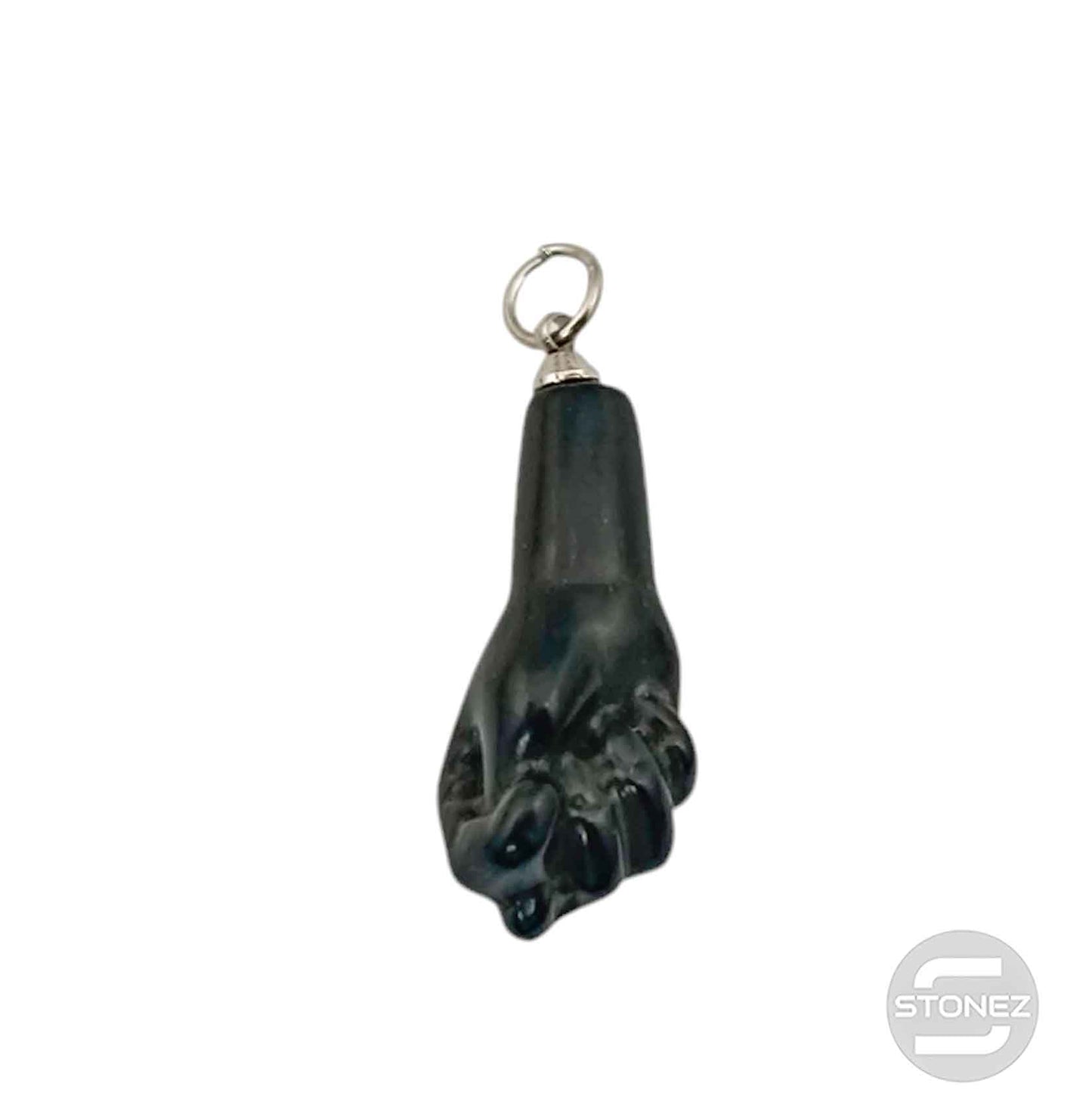 400202942 Colgante Engarzado En Acero y Piedra Azabache 2,5 Cms Aprox